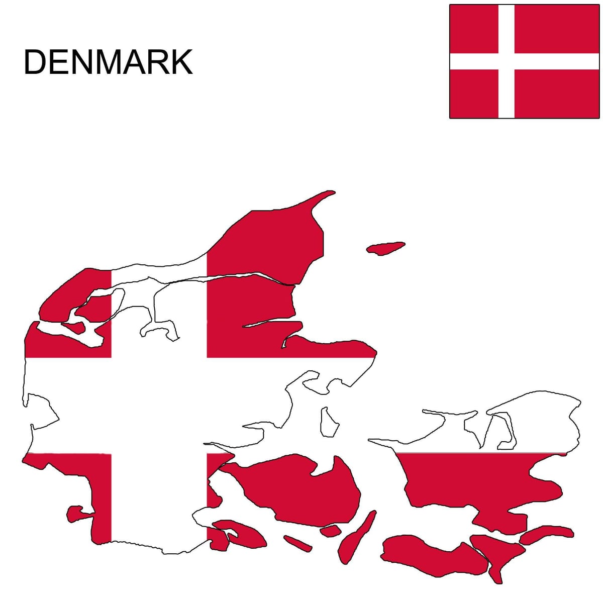 Kort over danmark flag 