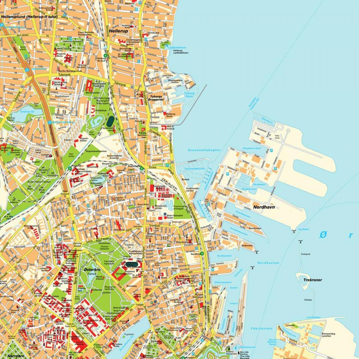 Kort over københavn, danmark
