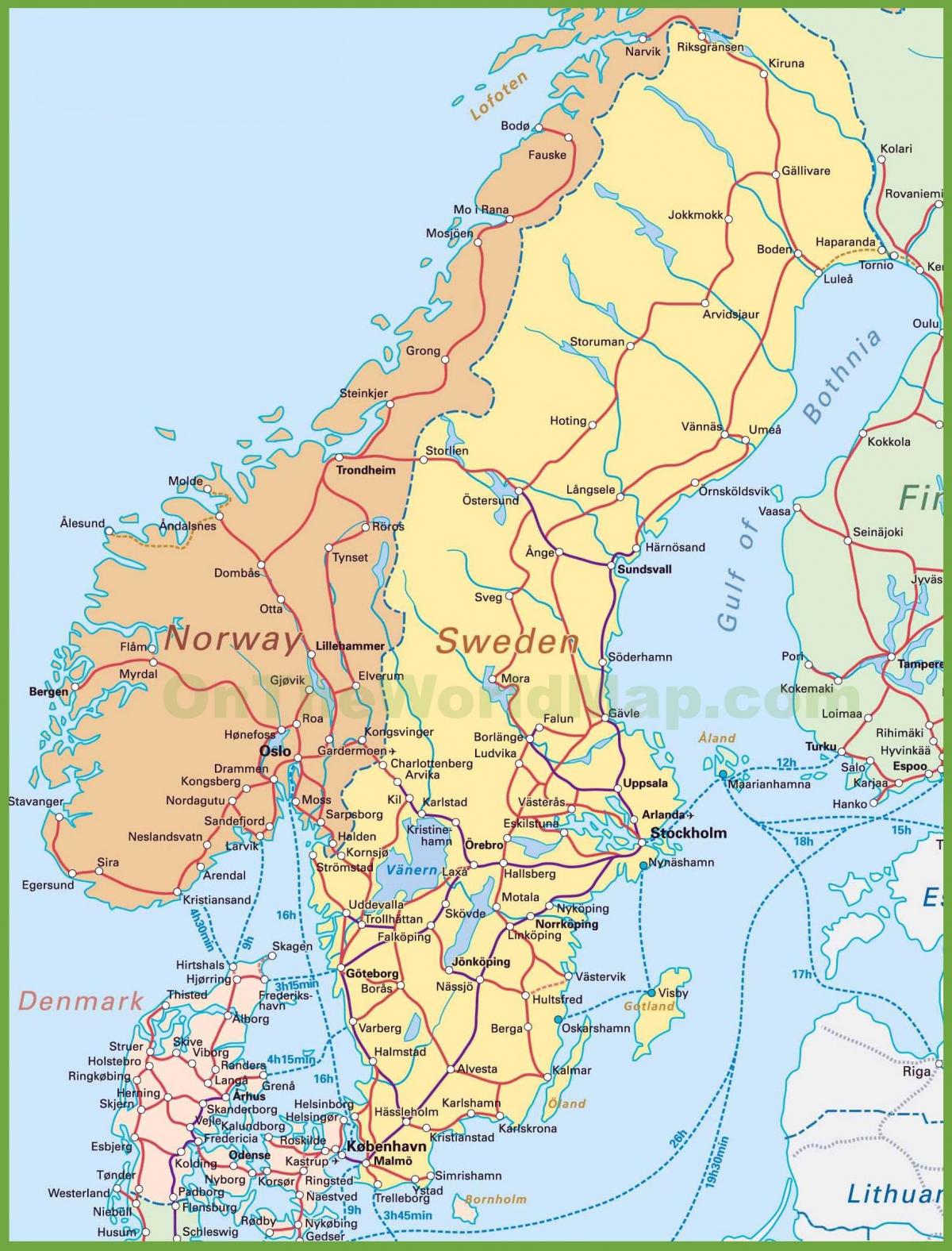 kort over danmark og norge