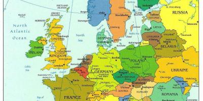 Kort over europa, som viser, danmark