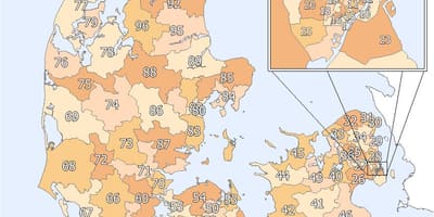 Danmark postnummer kort
