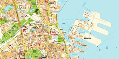 Kort over københavn, danmark